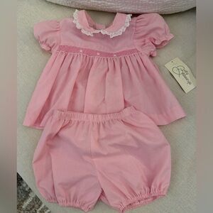 Baby Blessings - Pink smocked set w/bloomers
